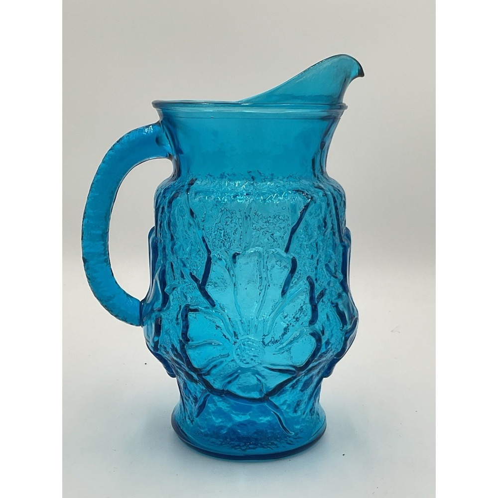 Vintage Anchor Hocking 10" "Blue Spring Song/Rainflower" Pitcher